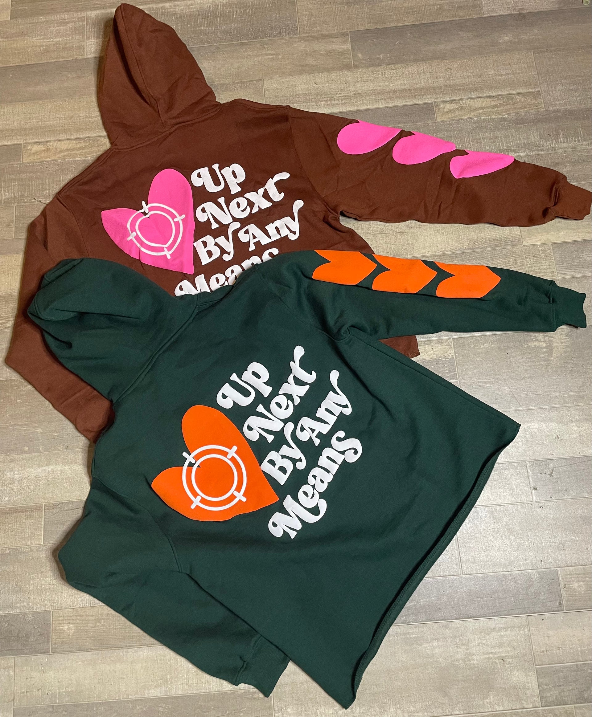 Up Next Target Heart Hoodies – Up Next By Any Means
